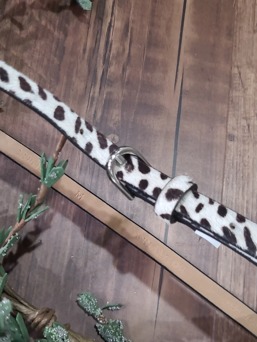 Ann Taylor Leopard-Print Dyed Cow Hide Leather Slim Skinny Belt M
